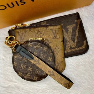 🔥NEW! Louis Vuitton•Reverse Monogram Trio Wristlet Pouches